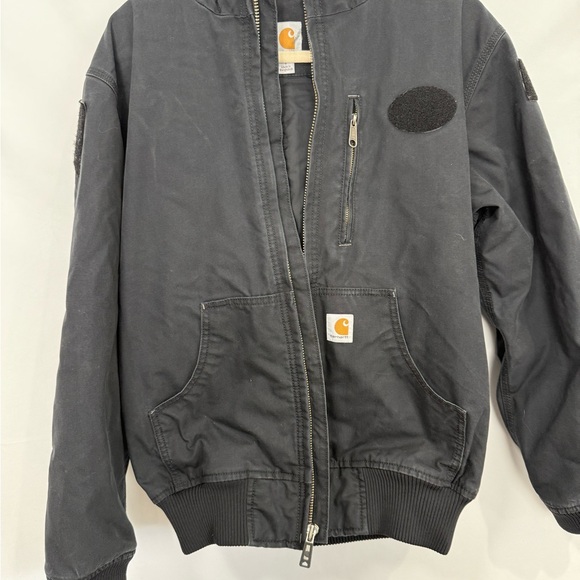 Vintage Carhartt Jacket Men’s  Large Black Bomber Rugged Hunting Fishing - Picture 2 of 16